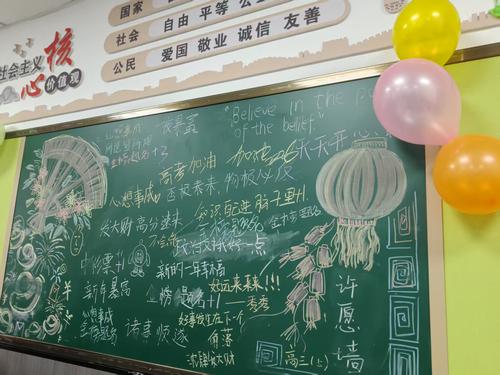 学生绘制高考心愿墙
